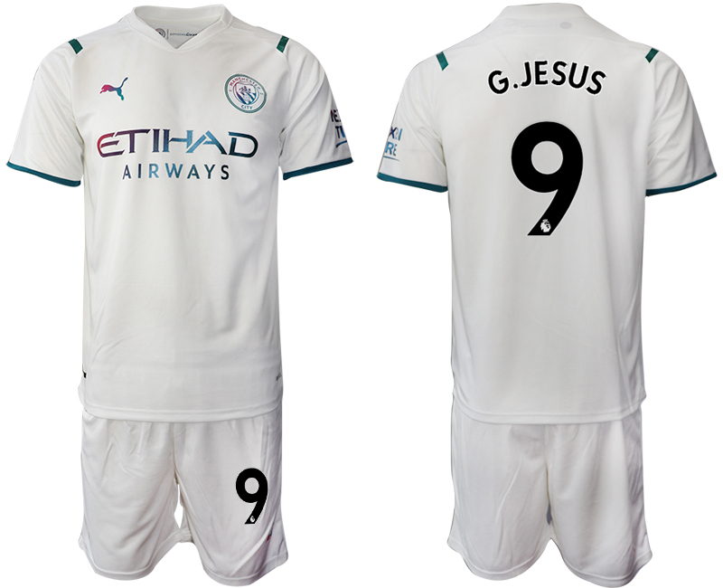 Men 2021-2022 Club Manchester City away White #9 Soccer Jersey->manchester city jersey->Soccer Club Jersey